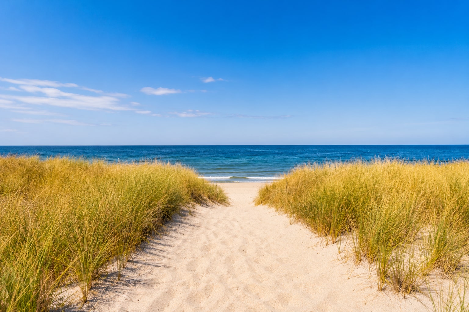 Sandweg durch die Dünen in Dierhagen Strand mit Blick auf die Ostsee